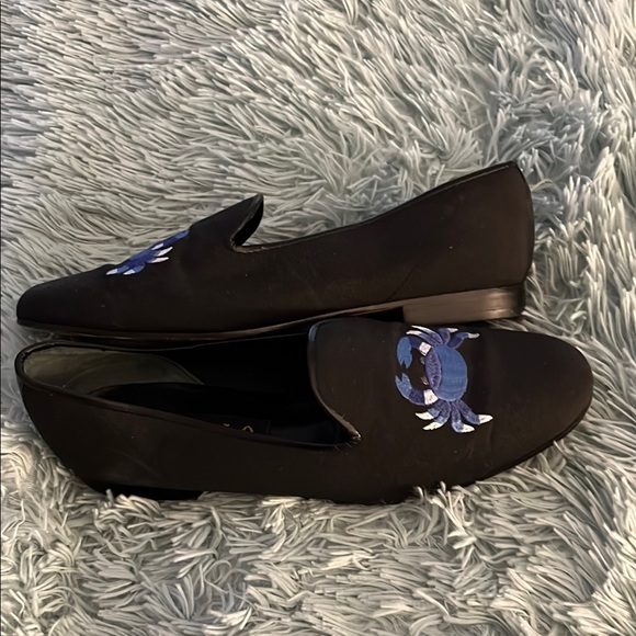 ZALO Black Flats with Blue Crab Embroidery EUC 9 - Picture 2 of 6